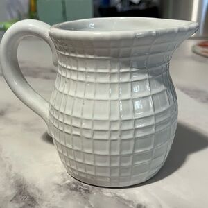 Willow Tree White Grid Ceramic Pitcher